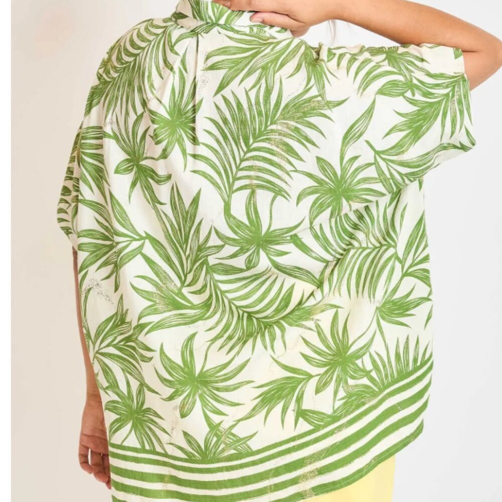 094.Tropical Breeze Button-Up Shirt & Print Wide Leg Pants 2pc SET - Picture 3 of 6